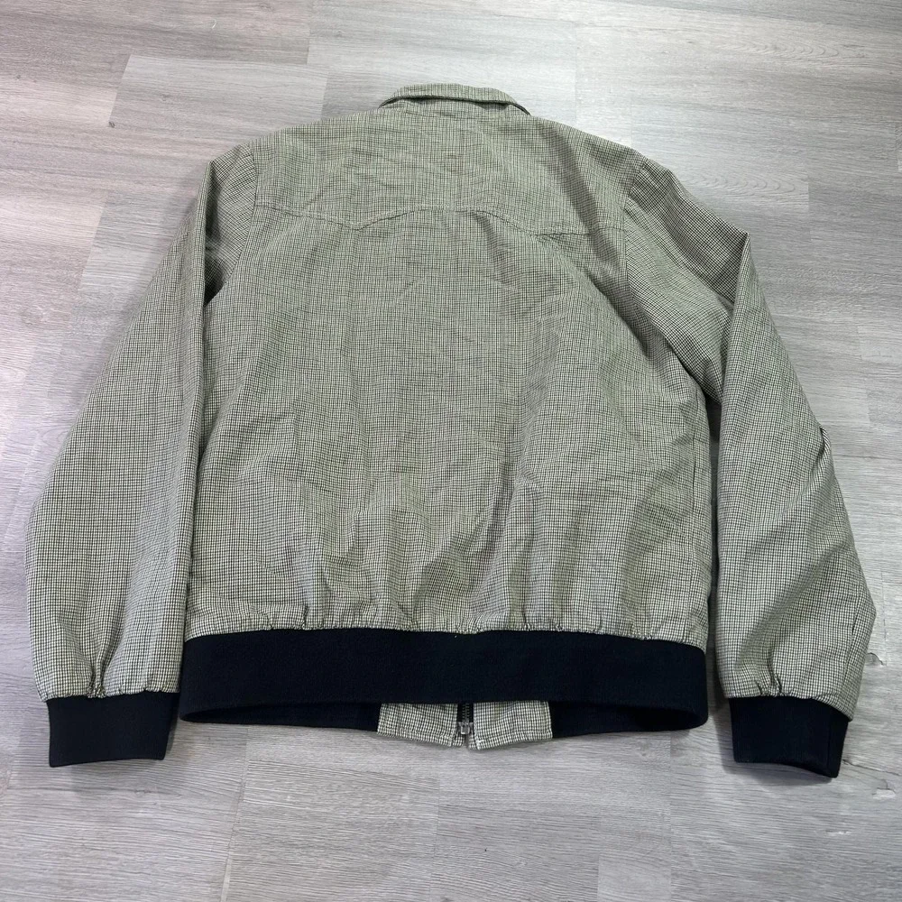 Merc London Jacket Mens Small Green Check Cotton Bomber Full Zip Lined Crown